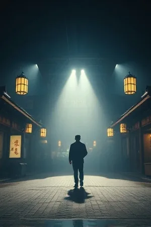 深夜档口竖版封面，深夜路边摊的暖黄灯泡